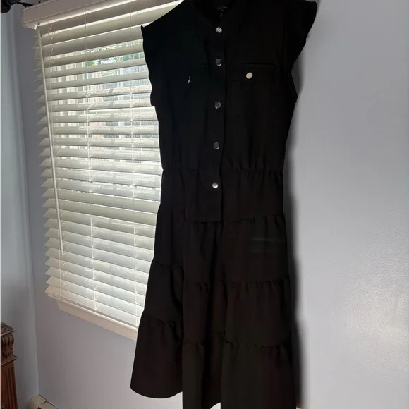 Elegant Black Sleeveless Dress - Picture 4 of 7